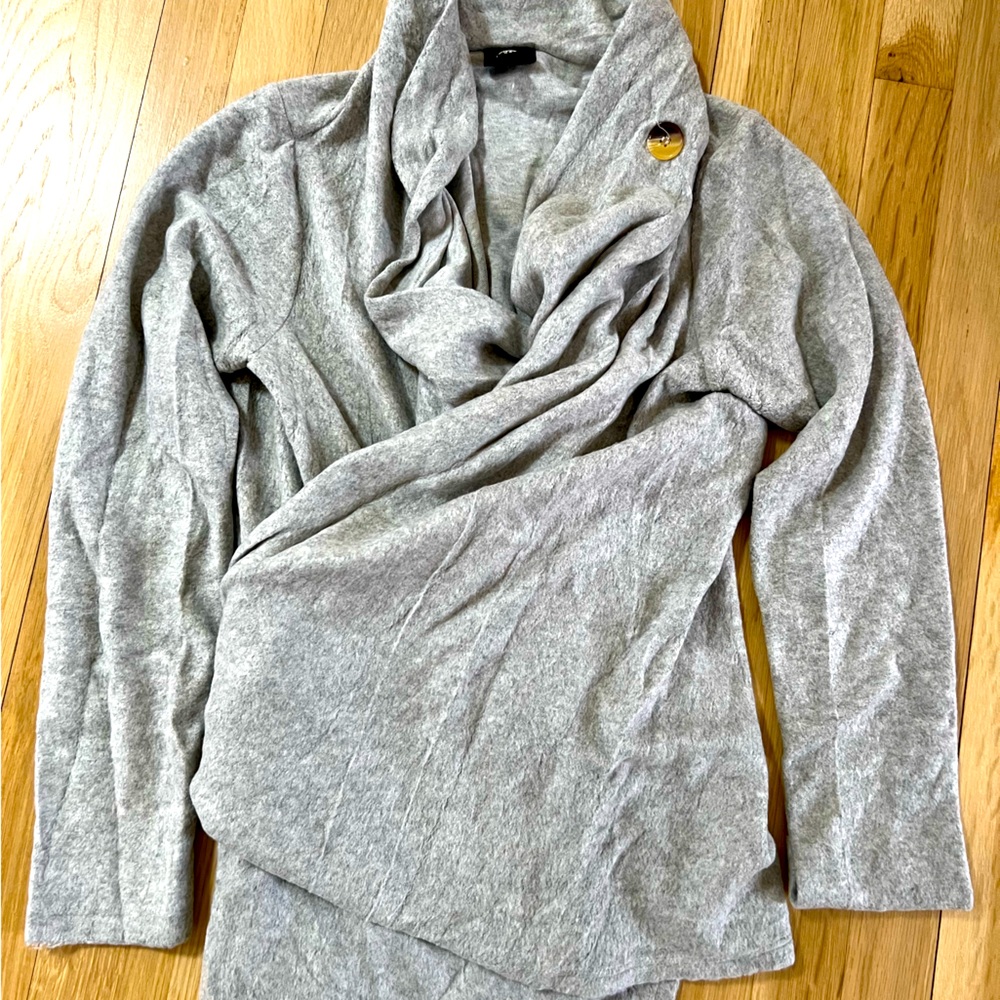 Grey wrap sweater cowl neck, Medium